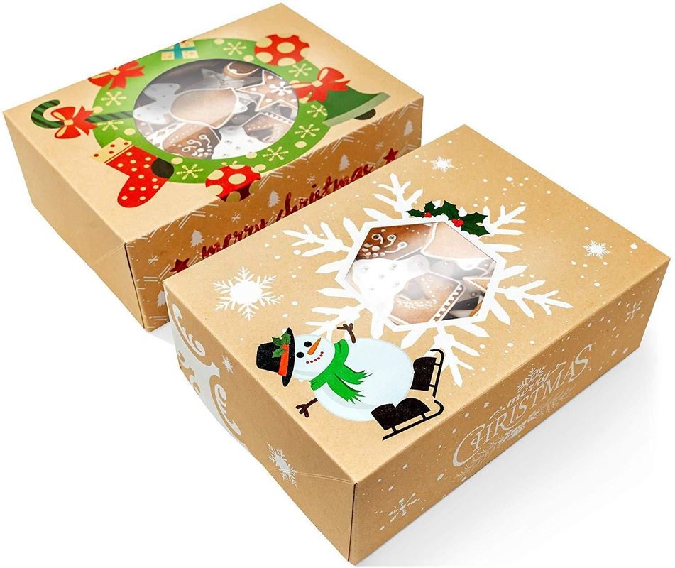 クラフト 折りたたむ式 クリスマス ギフト ボックス チョコレートケーキ パン屋 デザート 食品 ストック